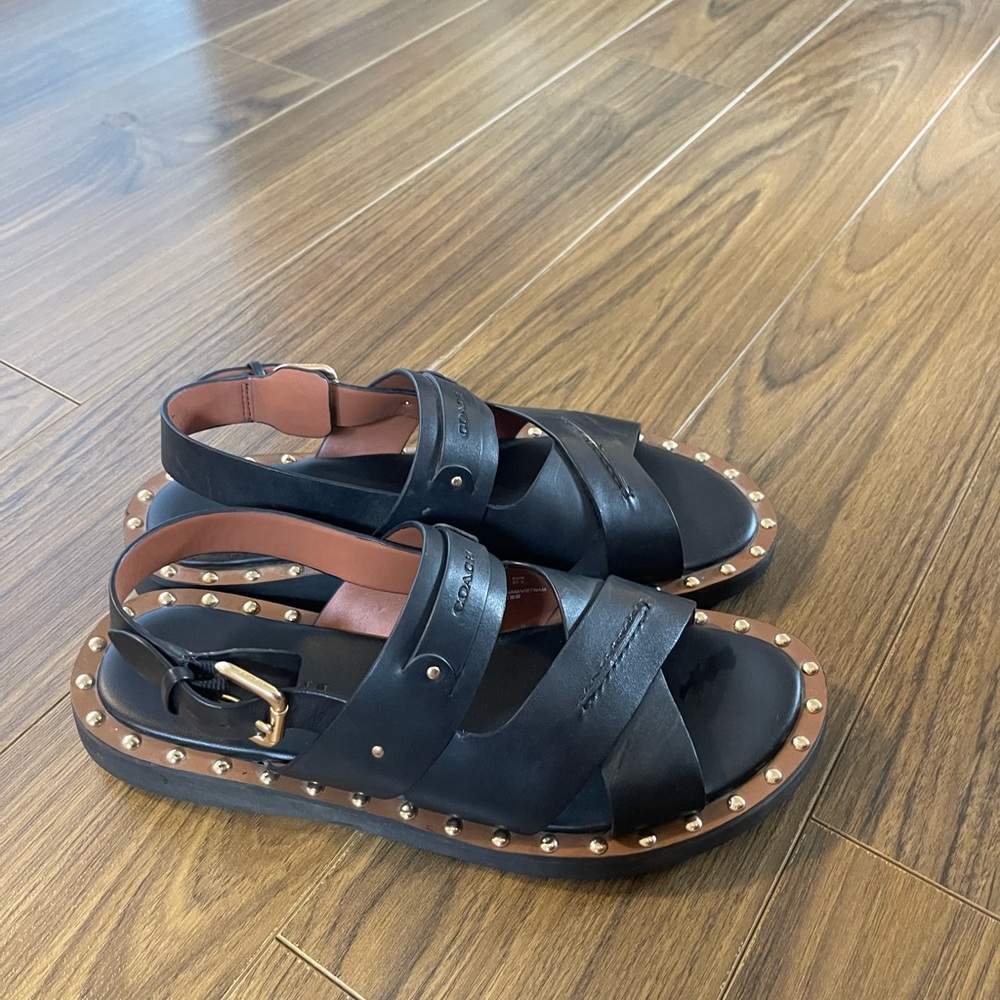 Coach Black Studded Sandals | 7